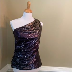 Tadashi Shoji One Shoulder Top Sequins